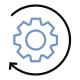 Blue gear icon representing settings or process automation.
